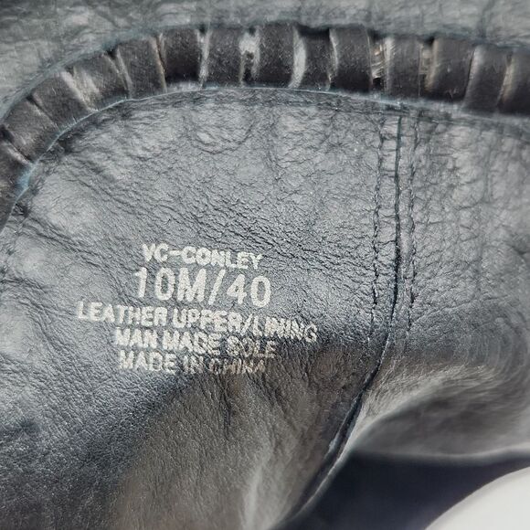 VINCE CAMUTO Conley Black Leather Suede Peep-Toe - Picture 5 of 9